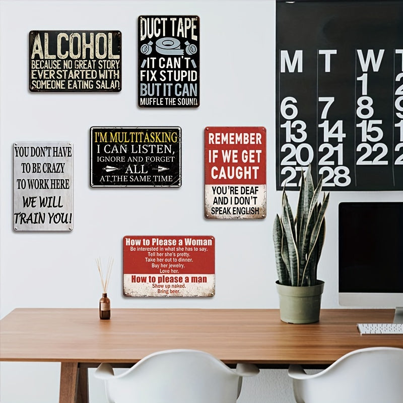 Retro Humorous Hanging Tin Plates