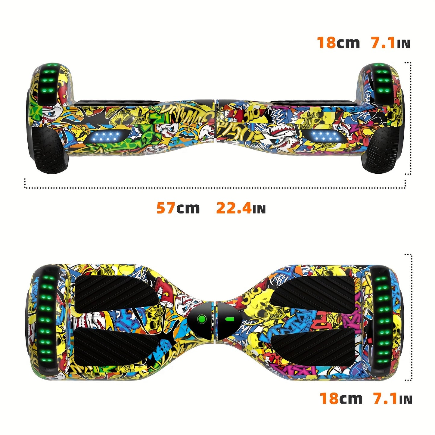 SIMATE 6.5" Hoverboard with Colorful LED Lights