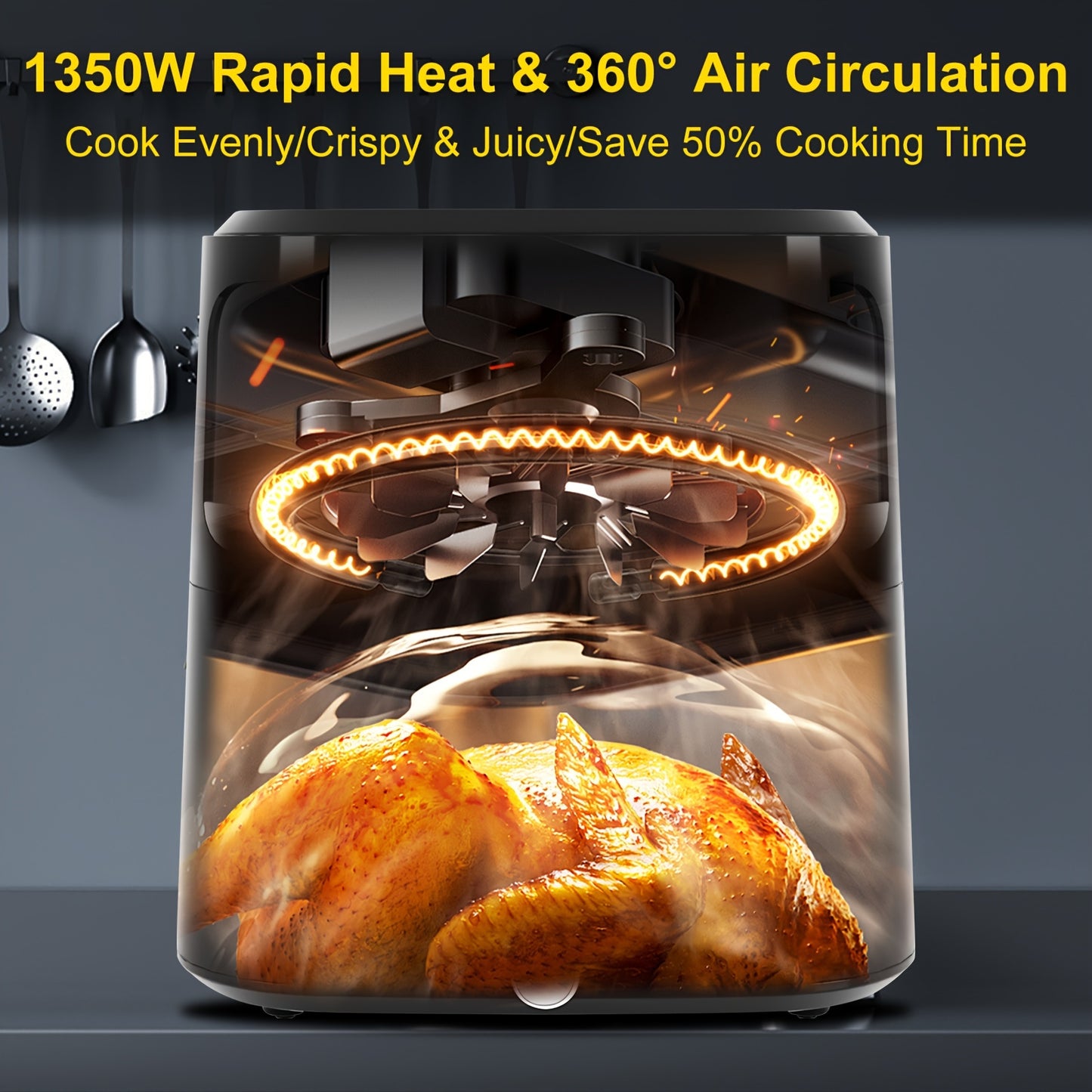 8.5 Quart Air Fryer With Smart Cooking Programs