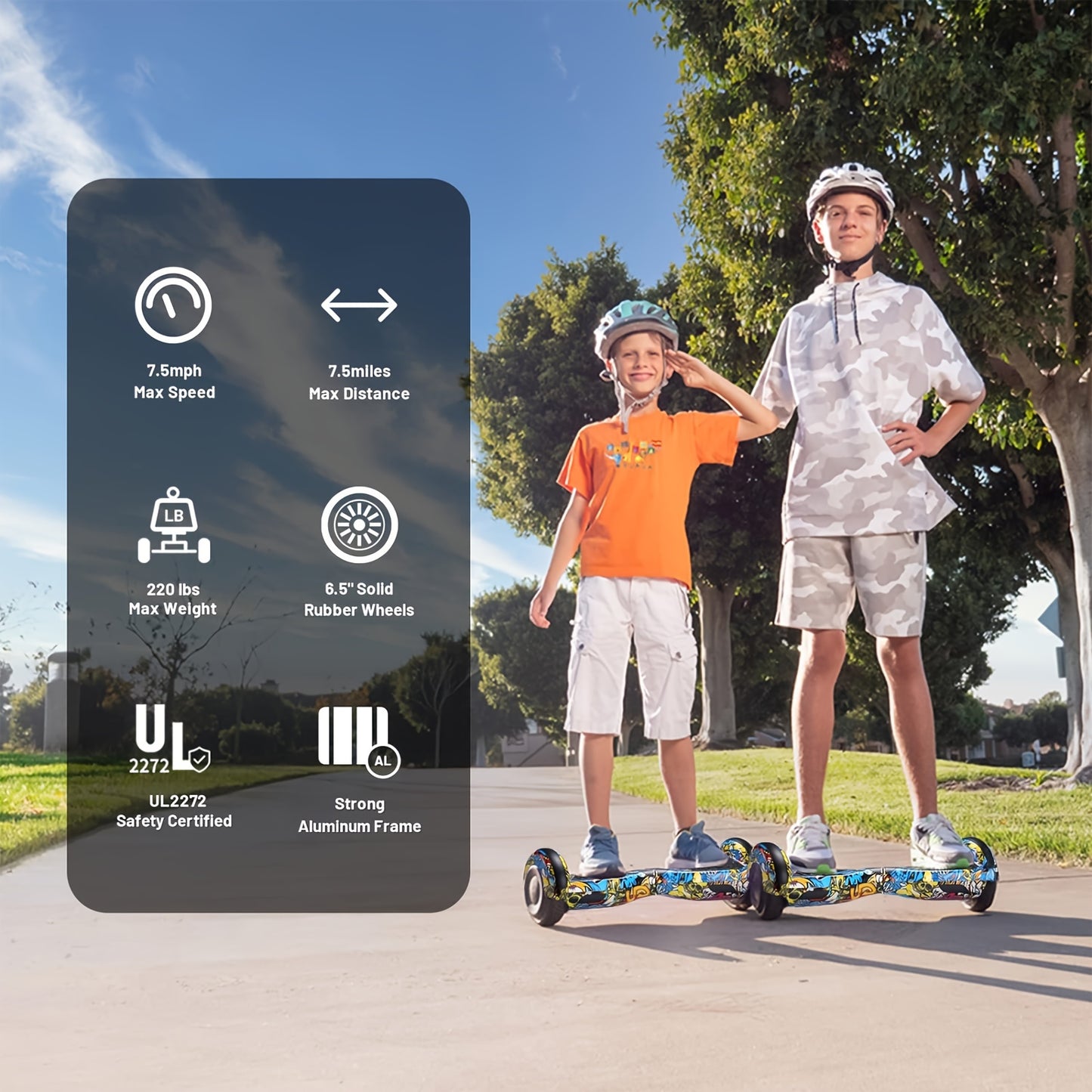 SIMATE 6.5" Hoverboard with Colorful LED Lights