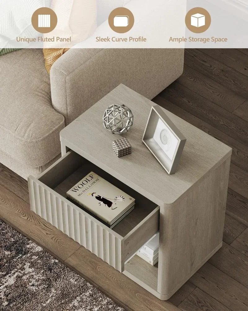 Night Stand with Drawer Storage Bed Side - Heidi Ho Your Wellness Pro