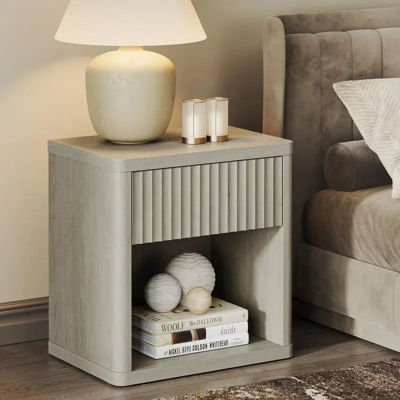 Night Stand with Drawer Storage Bed Side - Heidi Ho Your Wellness Pro