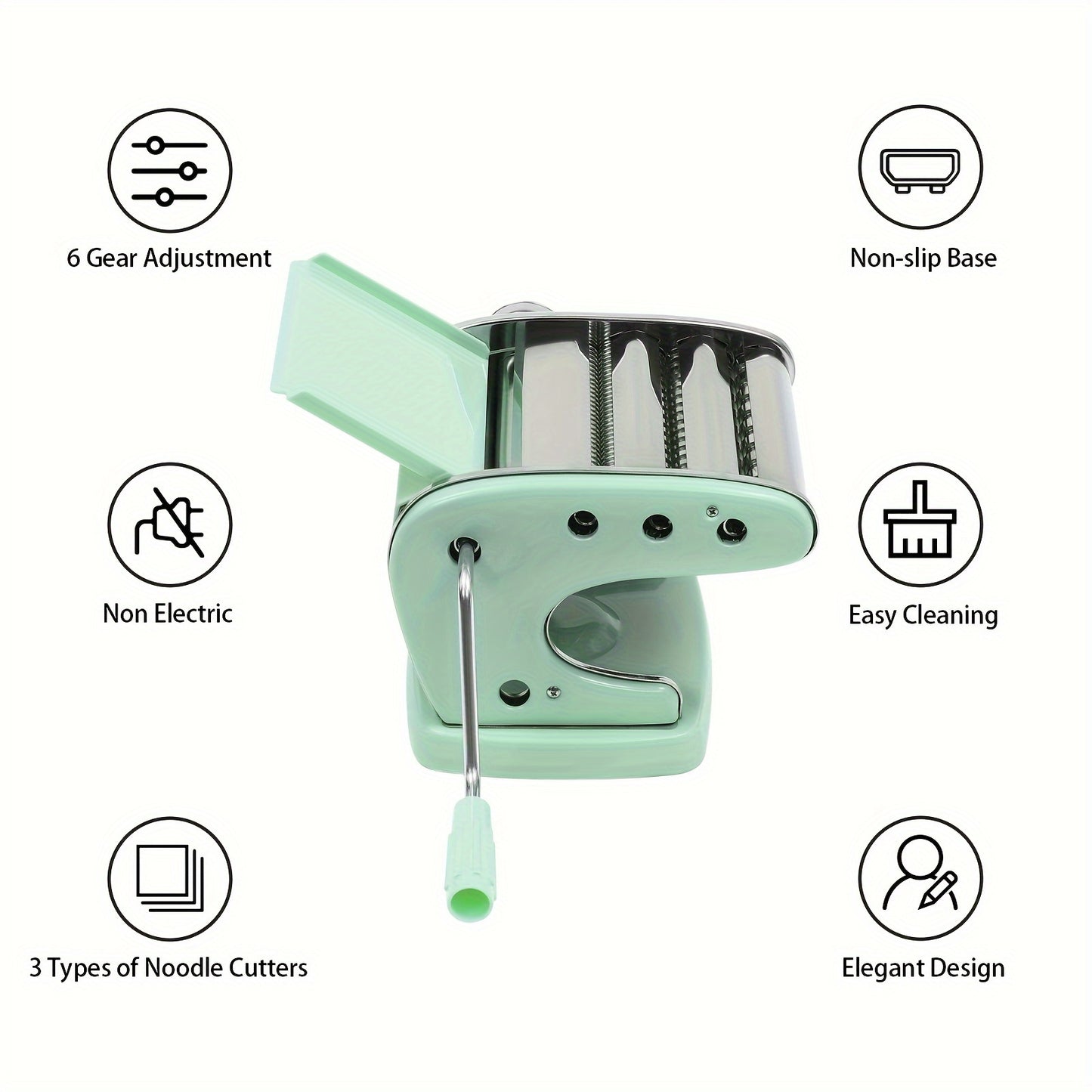 Pasta Maker Machine, With 6 Adjustable Thickness Settings