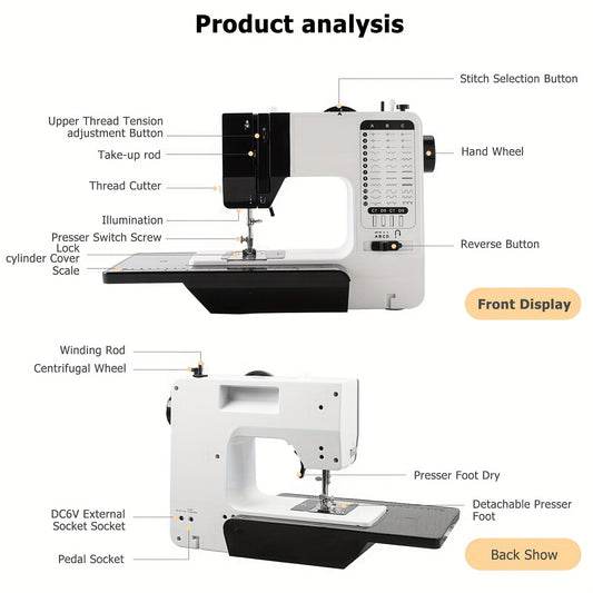 Mini 12 Stitches Double Thread Sewing Machine