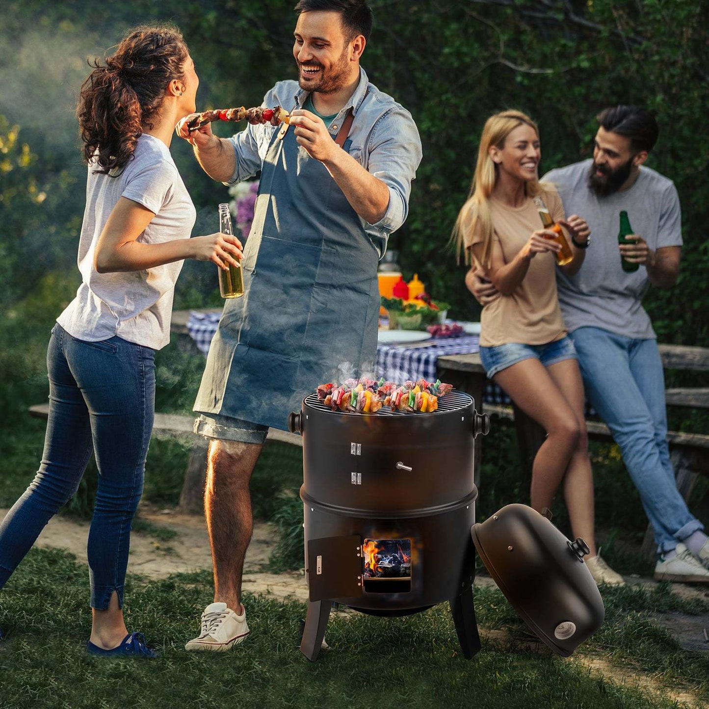 BBQ Charcoal Grill Outdoor Barbecue Pit Smoker