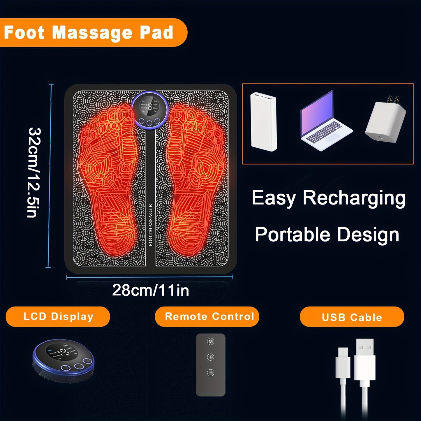 Neuropathy foot massager, pain relief foot massage pad