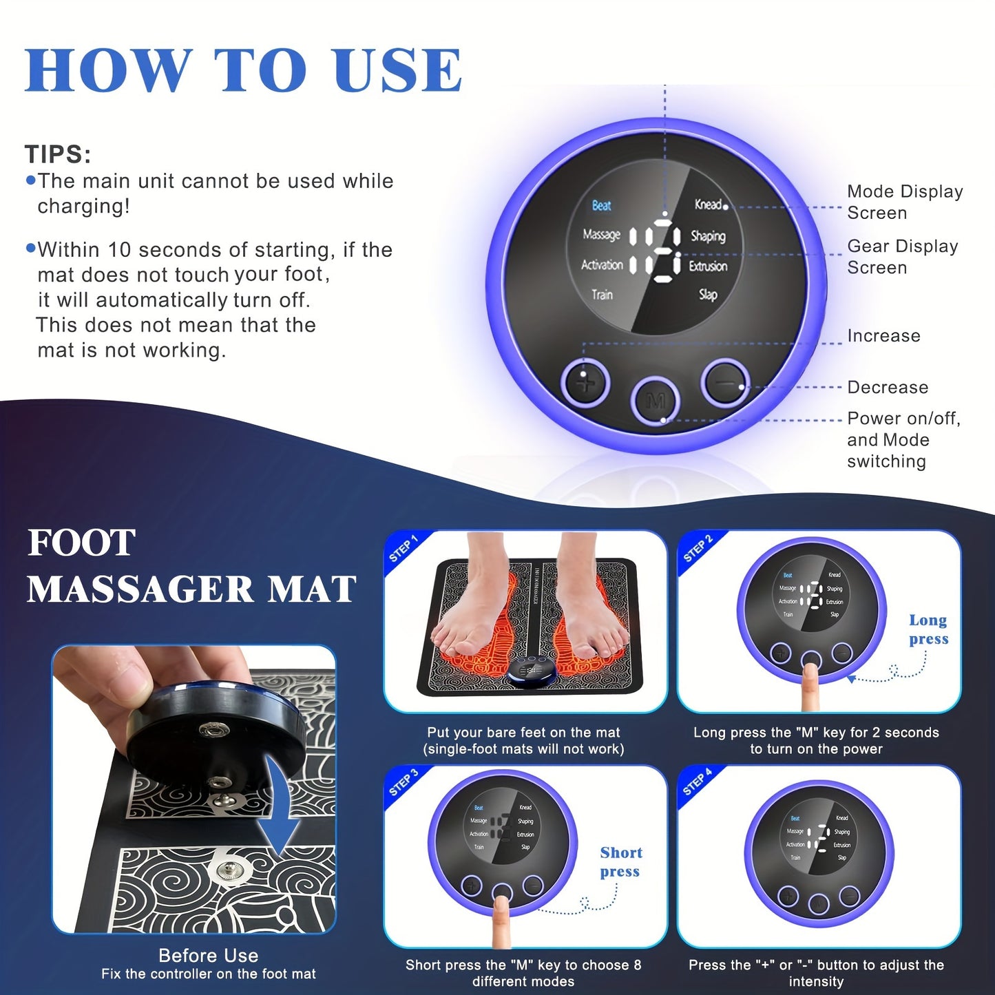 Neuropathy foot massager, pain relief foot massage pad