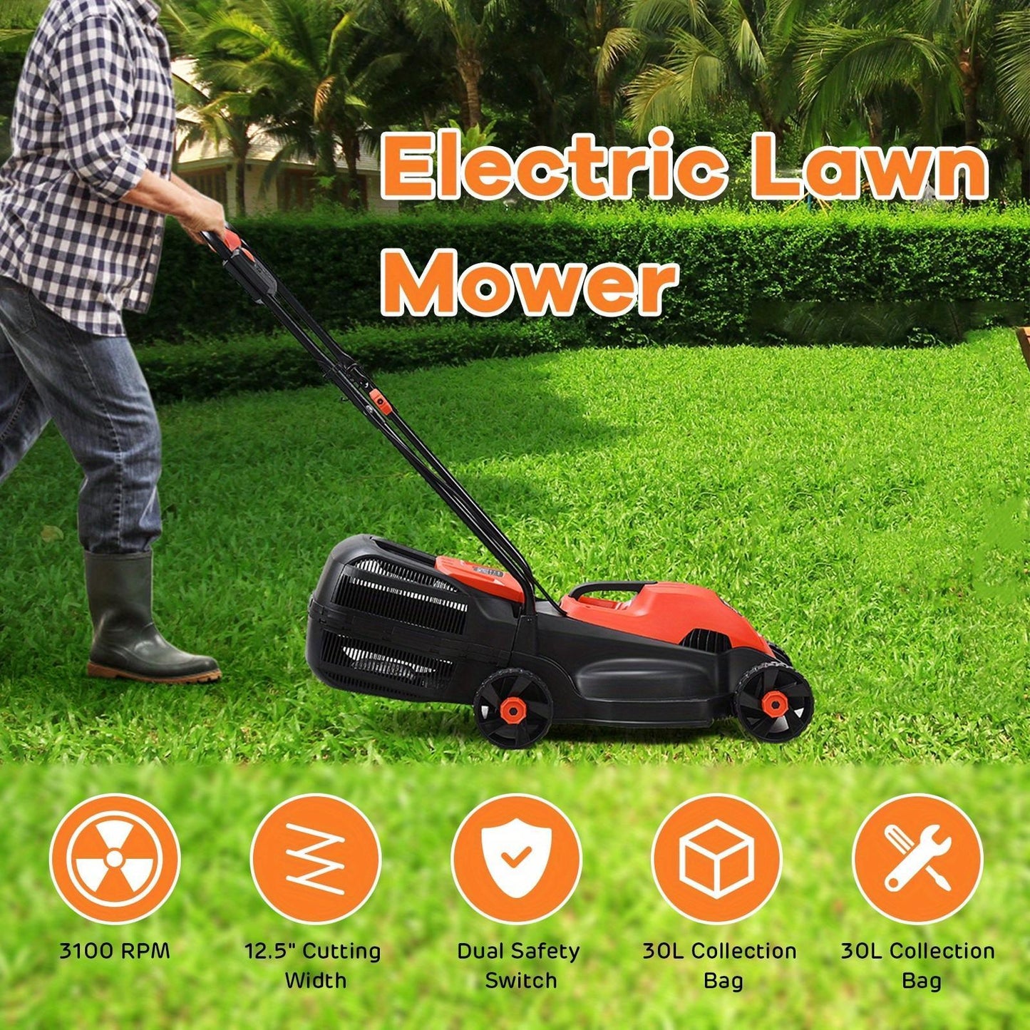 MAXMASS 12 Amp Electric Lawn Mower