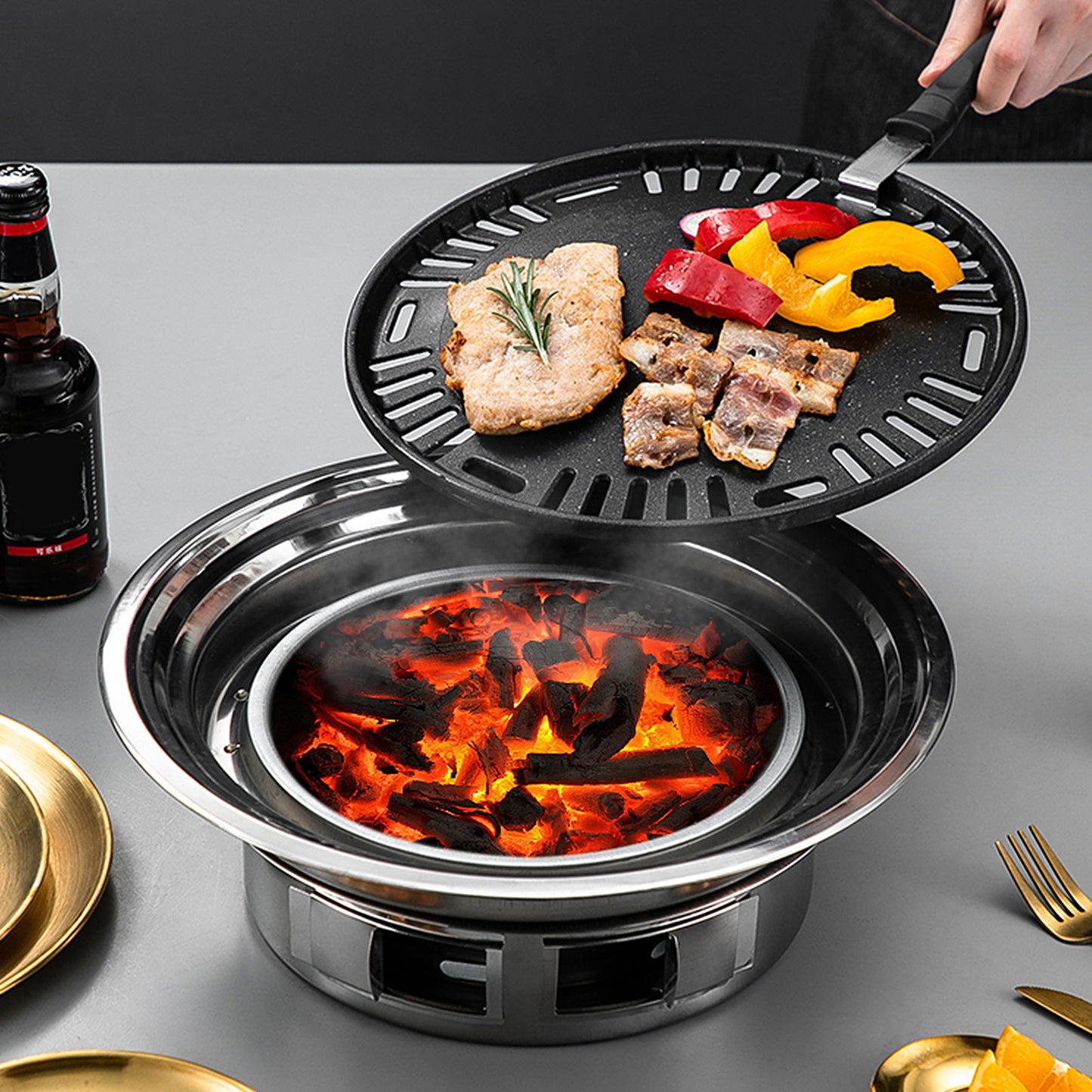 Portable Charcoal Grill, Tabletop Outdoor Barbecue