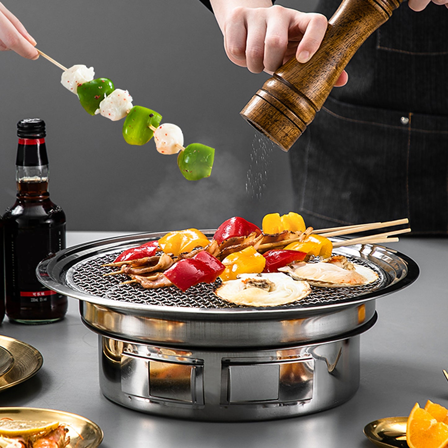 Portable Charcoal Grill, Tabletop Outdoor Barbecue