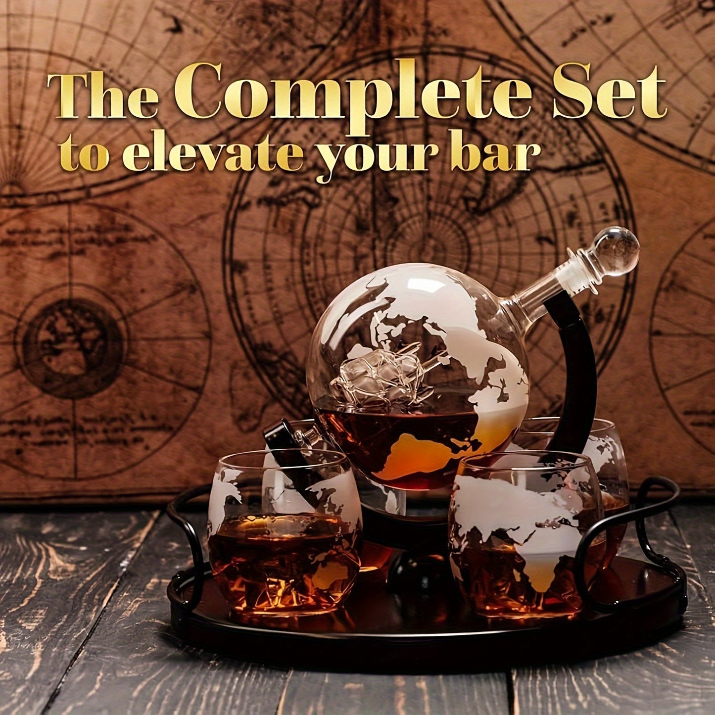 1000ML Whiskey Globe Decanter Set