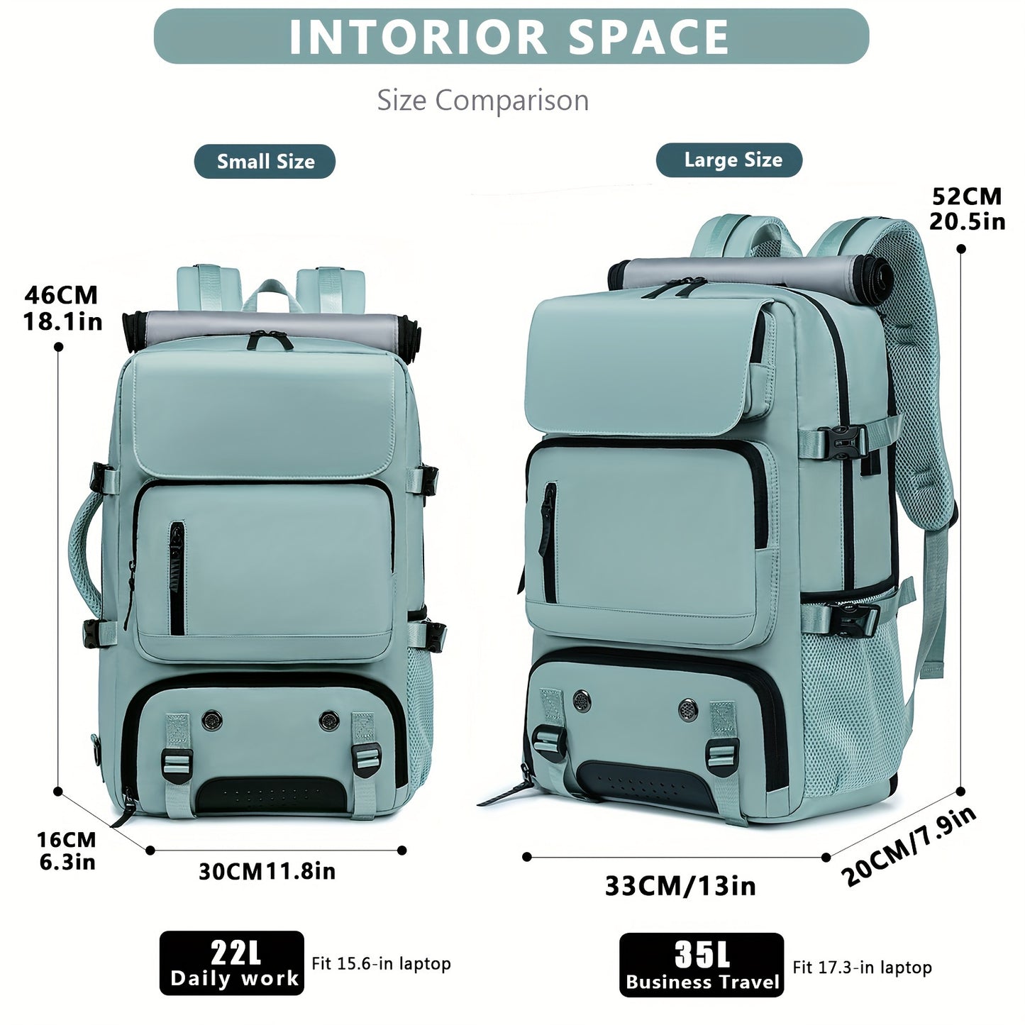 1pc Extra-Large Capacity Waterproof Laptop Backpack