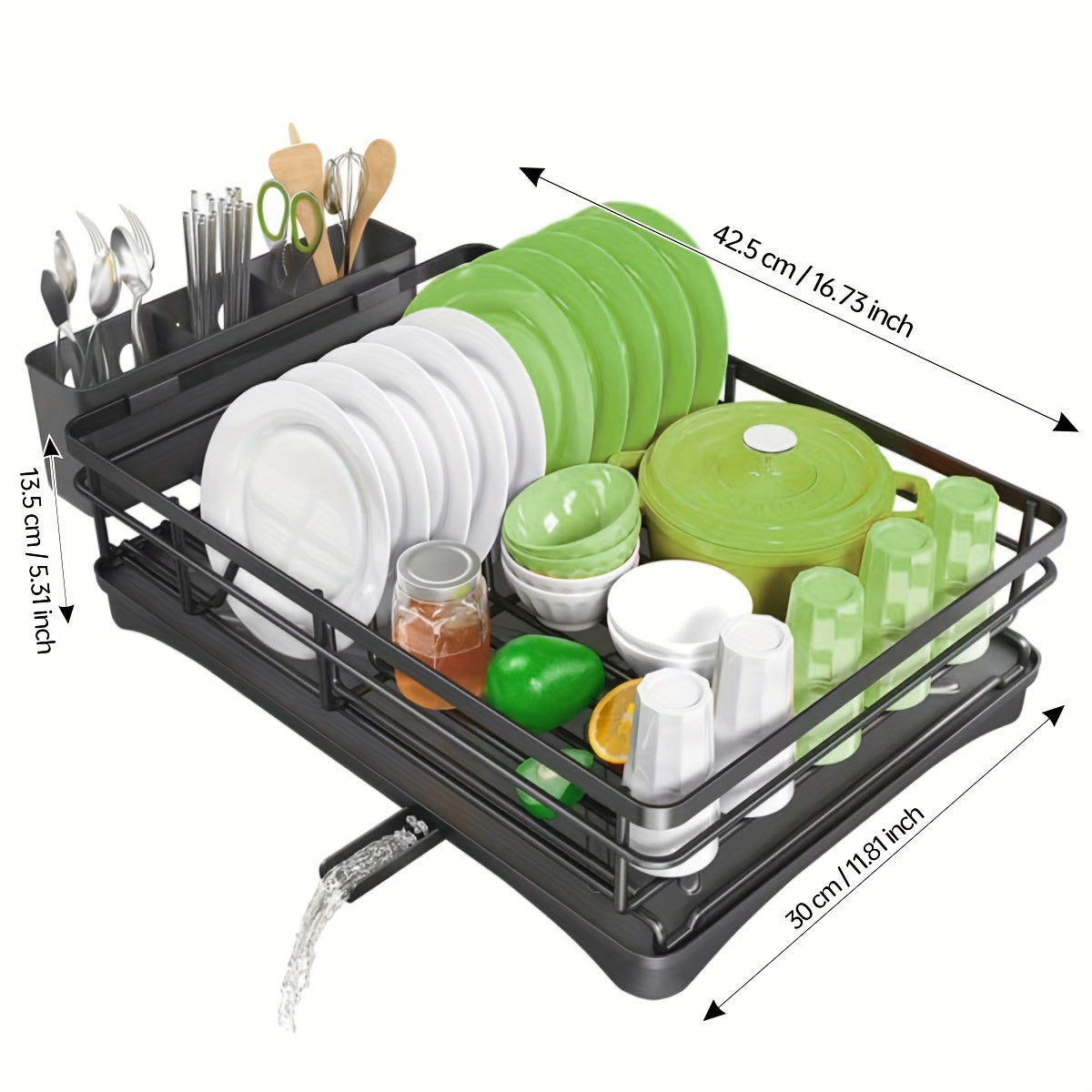 2-Tier Stainless Steel SOQO Kitchen Deluxe Dish Rack