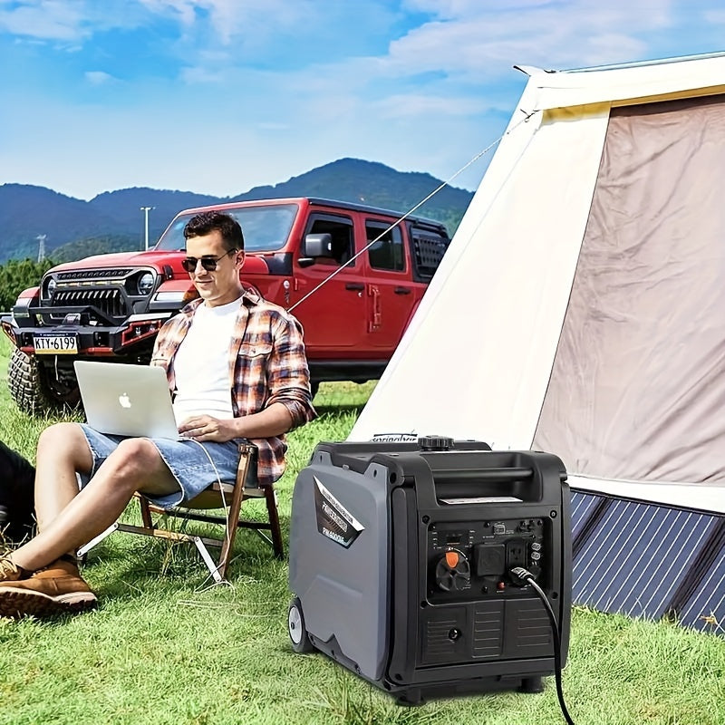 Silent Generator, Portable Power Station 2000-4000W Inverter Generator, 120V AC Outlet, Silent Operation, CO Safety Alarm, Ideal For Camping & Home Use, Emergency Power Supply.