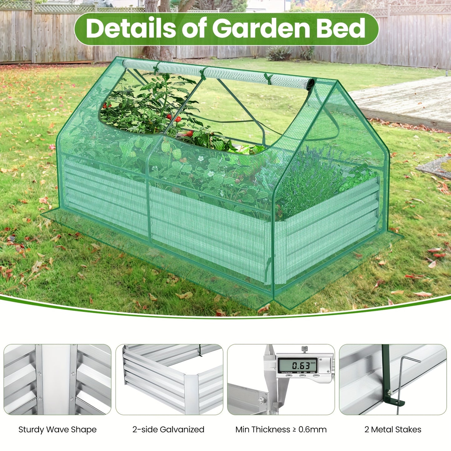 Galvanized Raised Garden Bed with Cover