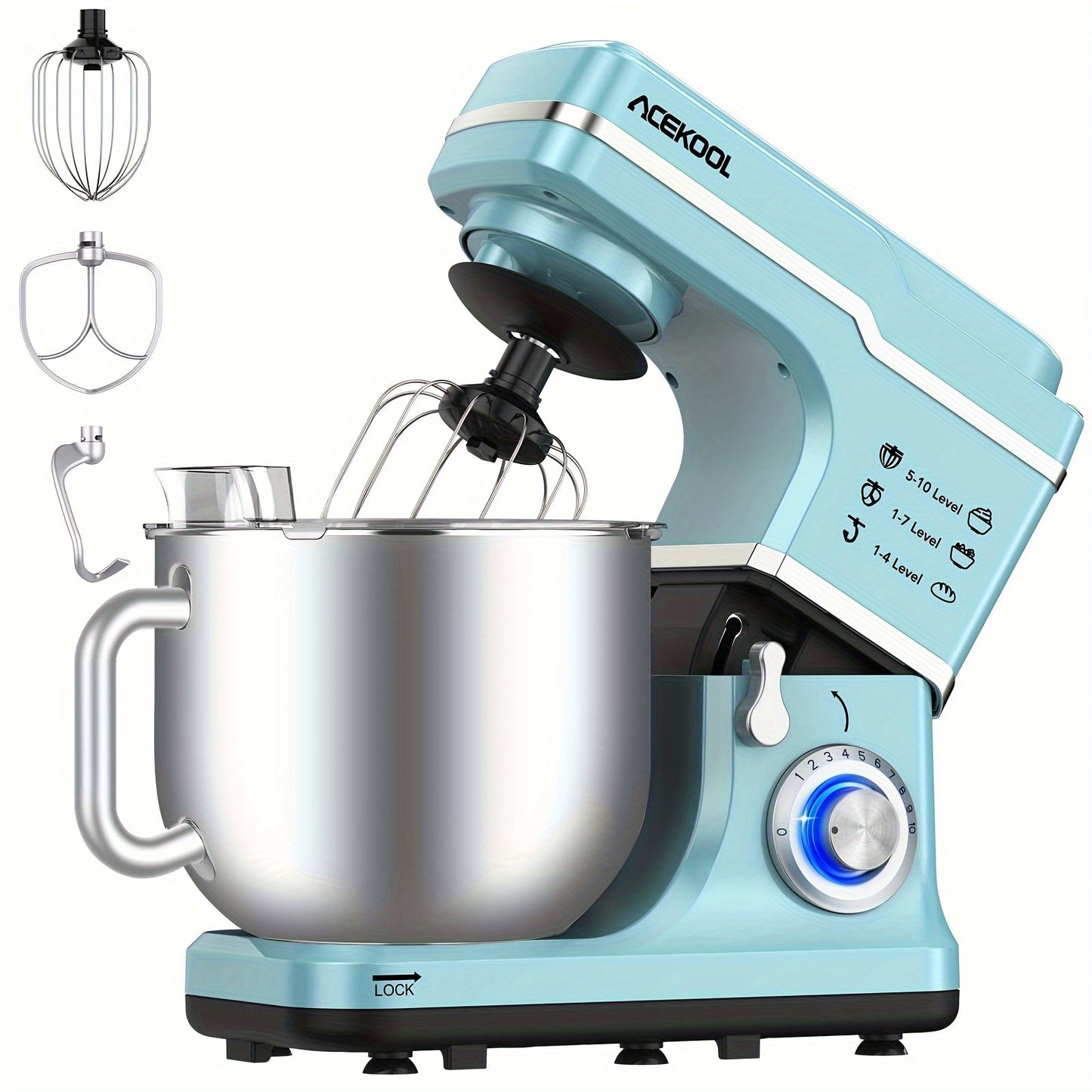 Large Capacity ARIGEAS Stand Mixer with 660W Powerful Motor