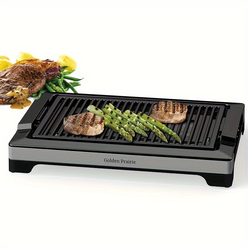 Powerful Electric Smokeless Indoor Grill - 1600W-1800W Fast Heat Up, 5-Level Temperature Control, Non-Stick Cooking Surface, Dishwasher Safe, Removable Water Tray, Cool-Touch Handles, Easy Cleaning, Space-Saving Design, Perfe