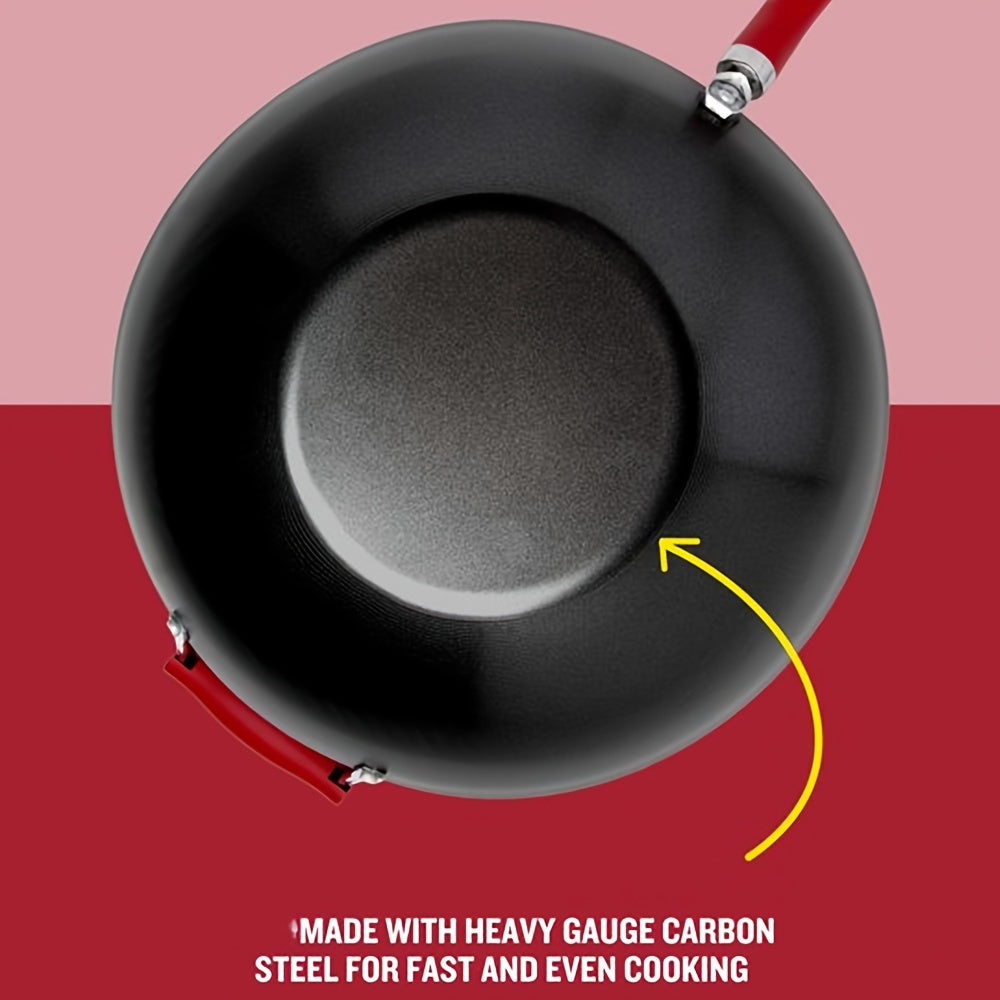 Large 14-Inch Carbon Steel Non-Stick Stir Fry Pan/Wok