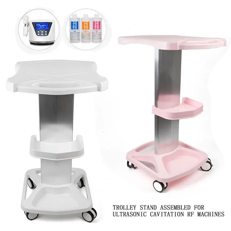 Salon Trolley Stand W/ Wheel Barber Shop Beauty Tool Storage Tray Pink/White Rolling Cart Shelf Hairdressing Supplies - Heidi Ho Your Wellness Pro