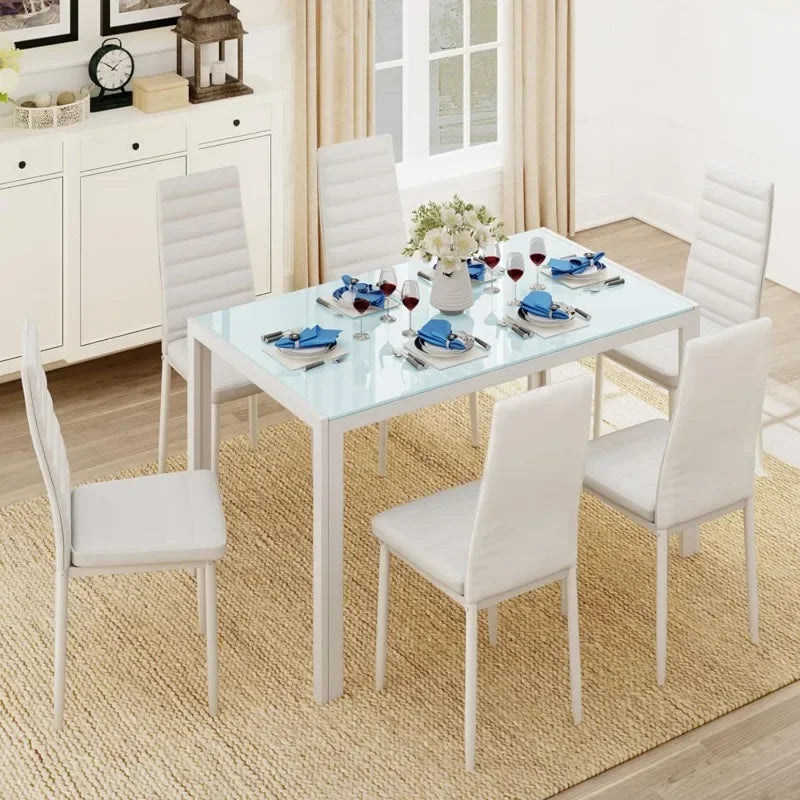 Gizoon Glass Dining Table Sets for 6 - Heidi Ho Your Wellness Pro