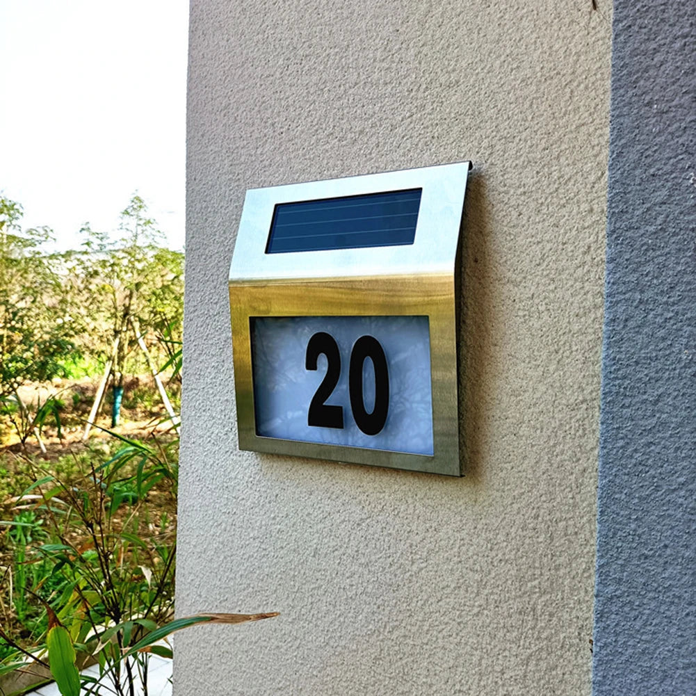 House Number Wall Lamp Solar LED Light Outdoor Waterproof Garden House Address Number Sign Door Plate Home Decoration Wall Light - Heidi Ho Your Wellness Pro