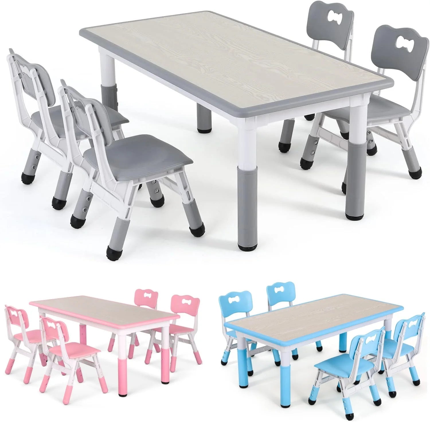 Kids Table and 4 Chairs Set Height Adjustable - Heidi Ho Your Wellness Pro