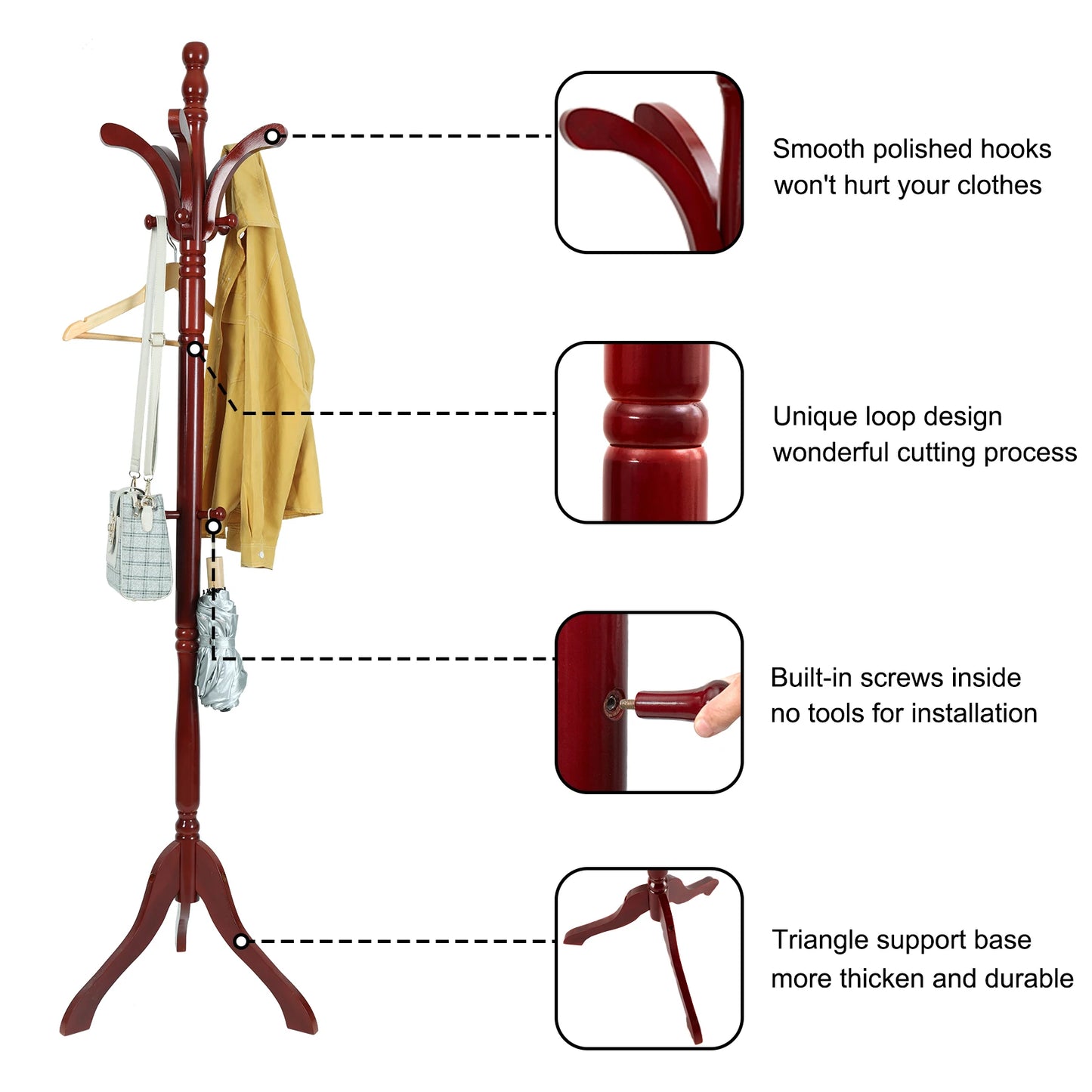 Wooden Coat Rack Stand - Heidi Ho Your Wellness Pro