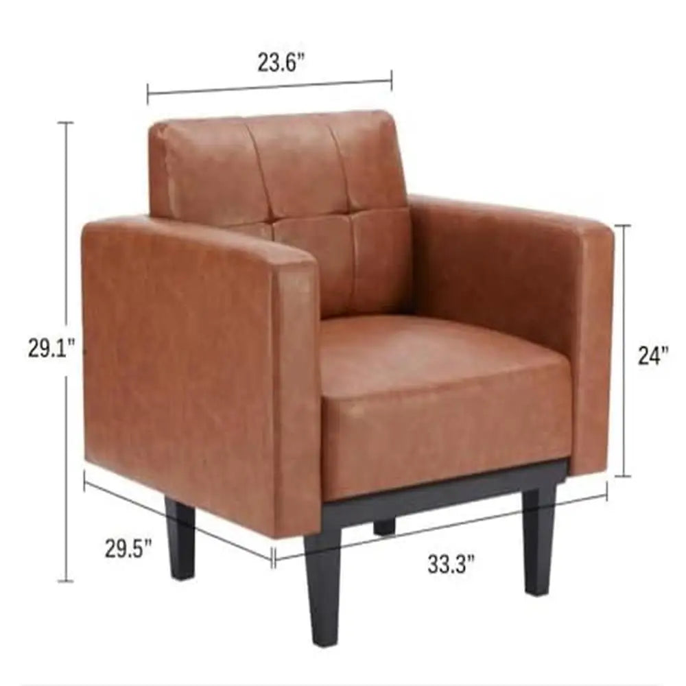 Mid-Century Modern Armchair High-Density Leather - Heidi Ho Your Wellness Pro