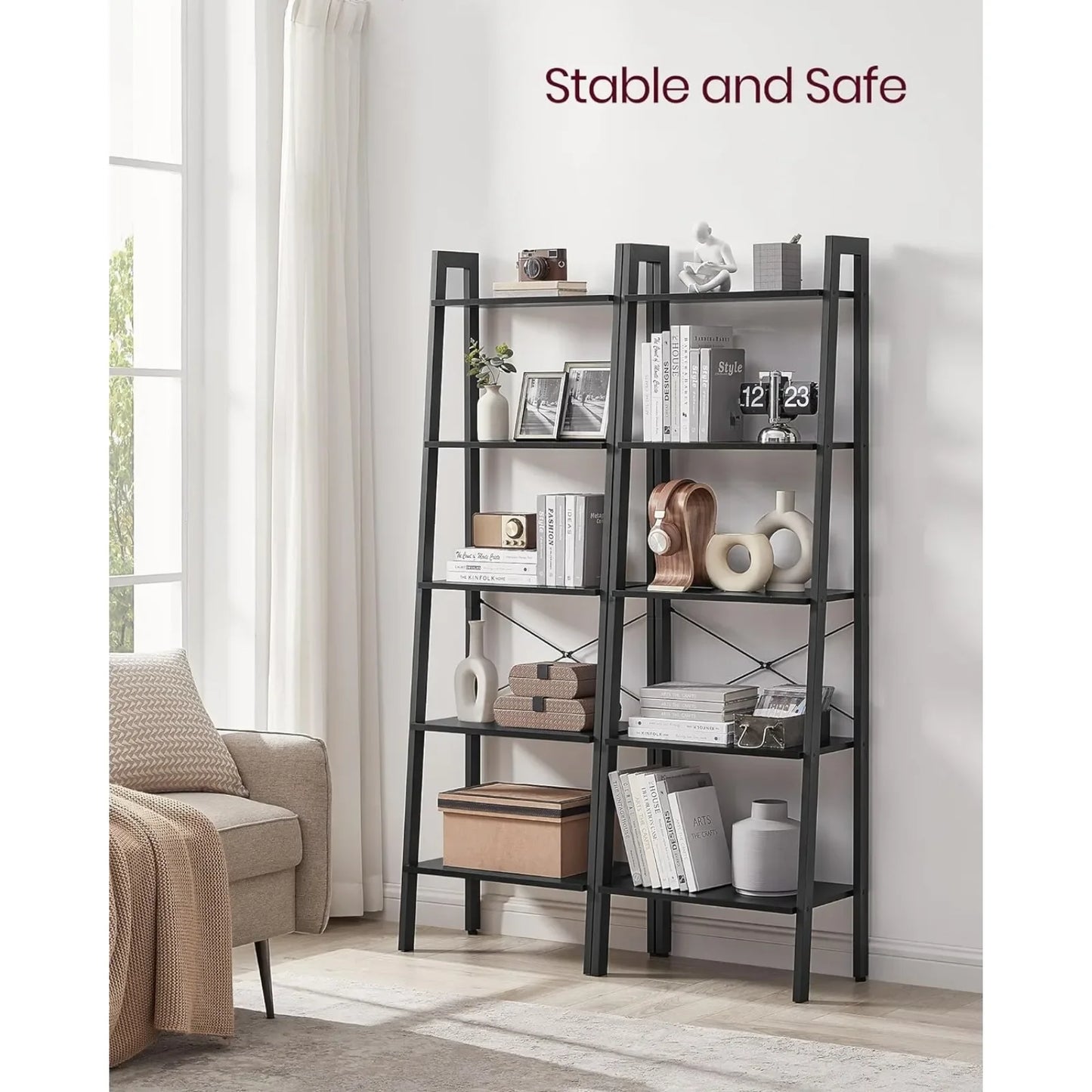 USVASAGLE Ladder Shelf, 5-Tier Bookshelf - Heidi Ho Your Wellness Pro