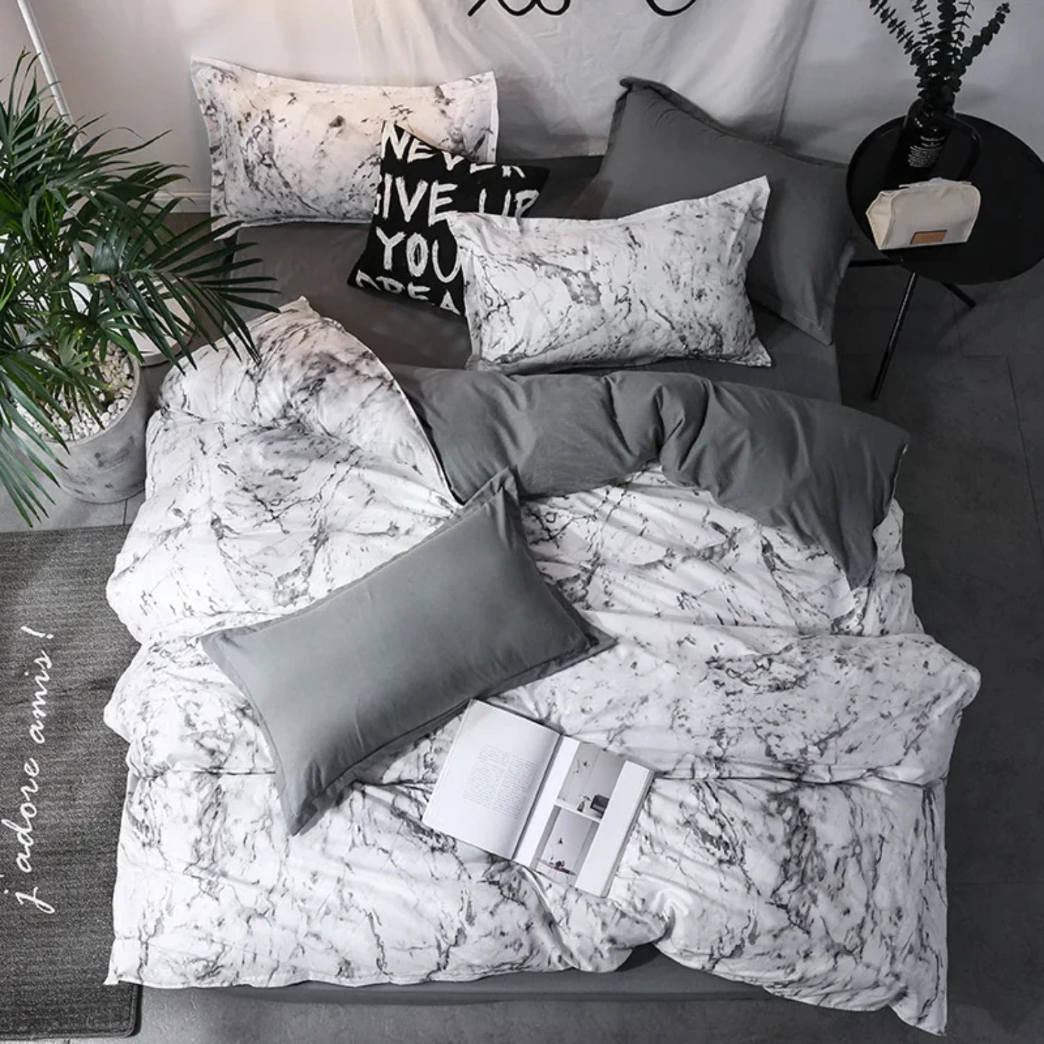 New Cozy and Stylish 3pcs Nordic Couple Duvet Cover with Pillow Case - Queen/King Size Comforter Bedding Set for Double or Singl - Heidi Ho Your Wellness Pro