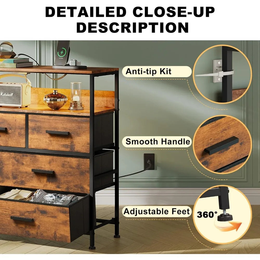 Dresser for Bedroom TV Cabinet With LED Lights - Heidi Ho Your Wellness Pro