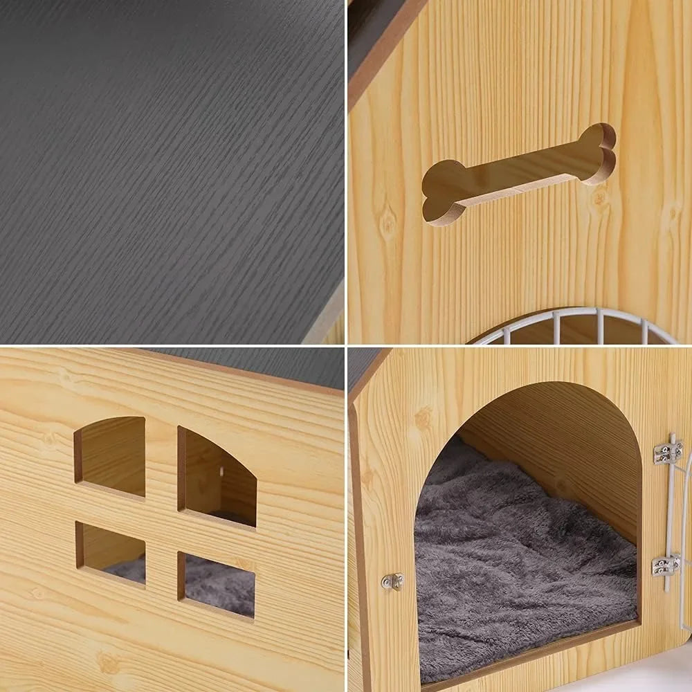 Wooden Pet House With Roof for Dogs - Heidi Ho Your Wellness Pro