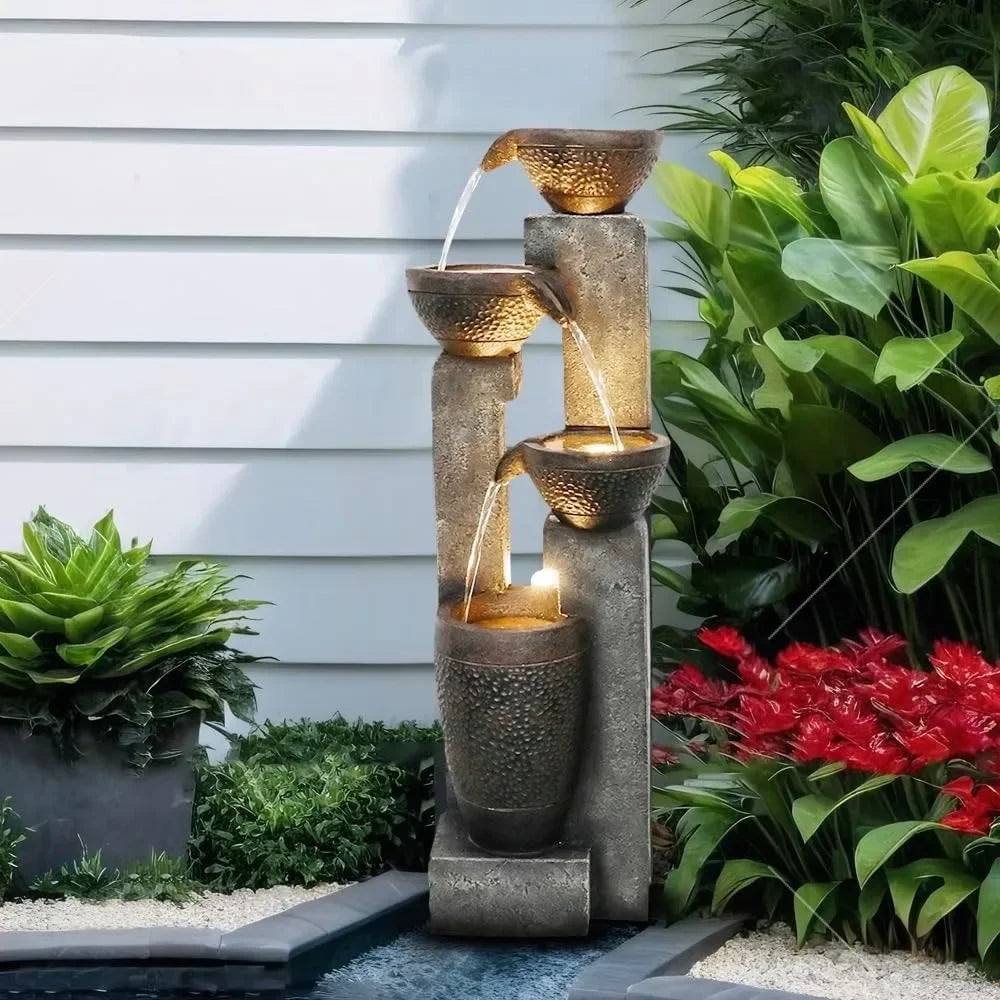 40''H 4-Tier Outdoor Garden Water Fountain - Heidi Ho Your Wellness Pro