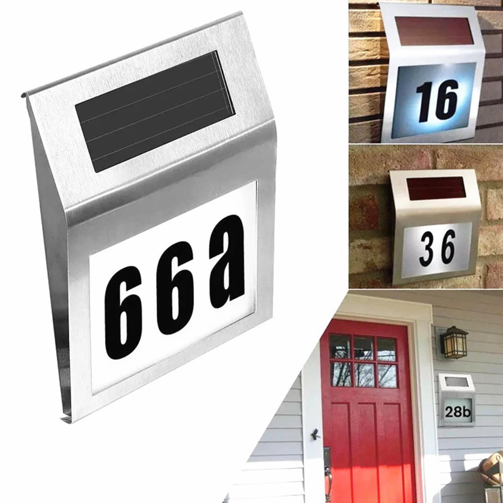 House Number Wall Lamp Solar LED Light Outdoor Waterproof Garden House Address Number Sign Door Plate Home Decoration Wall Light - Heidi Ho Your Wellness Pro