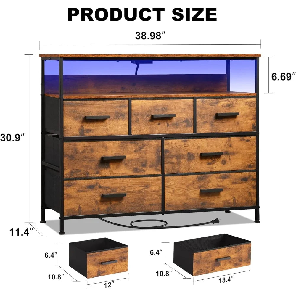 Dresser for Bedroom TV Cabinet With LED Lights - Heidi Ho Your Wellness Pro