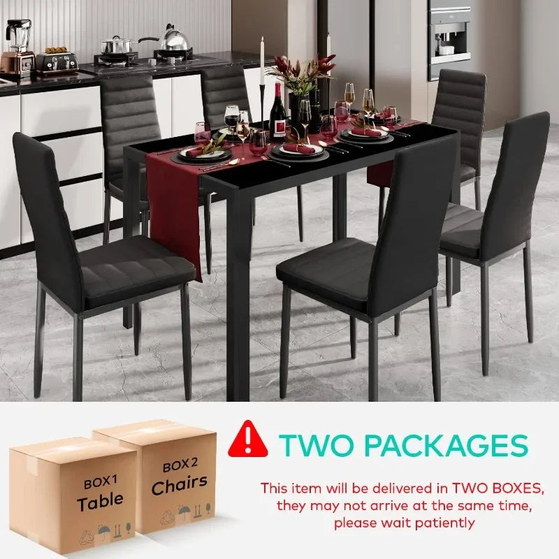 Gizoon Glass Dining Table Sets for 6 - Heidi Ho Your Wellness Pro