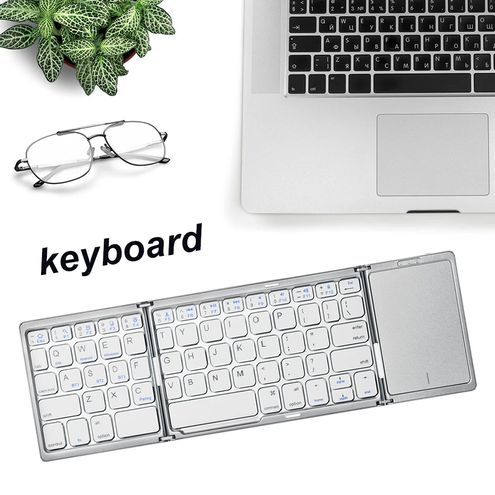 B089T Portable Mini Three Folding Bluetooth Keyboard - Heidi Ho Your Wellness Pro