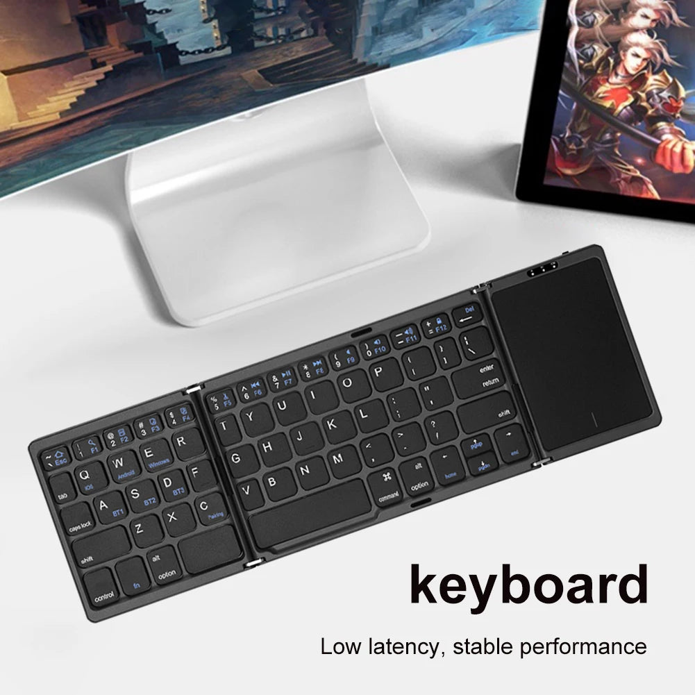 B089T Portable Mini Three Folding Bluetooth Keyboard - Heidi Ho Your Wellness Pro