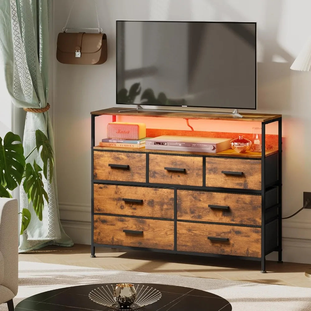 Dresser for Bedroom TV Cabinet With LED Lights - Heidi Ho Your Wellness Pro