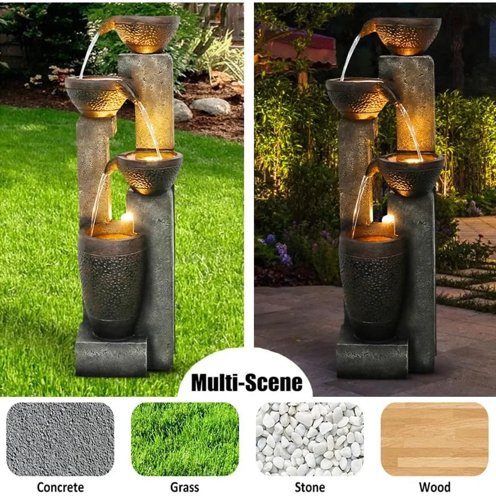 40''H 4-Tier Outdoor Garden Water Fountain - Heidi Ho Your Wellness Pro