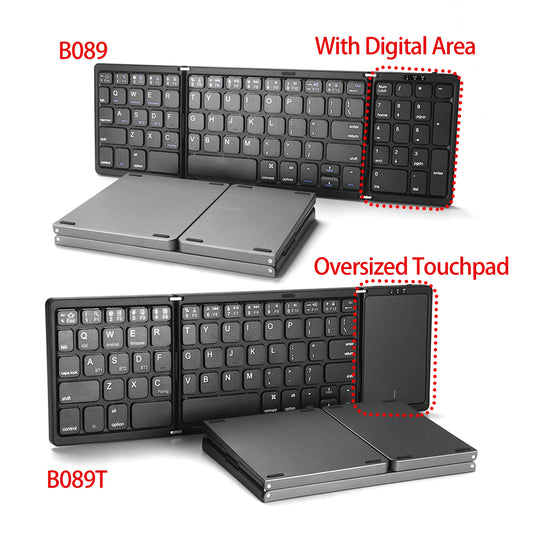 B089T Portable Mini Three Folding Bluetooth Keyboard - Heidi Ho Your Wellness Pro