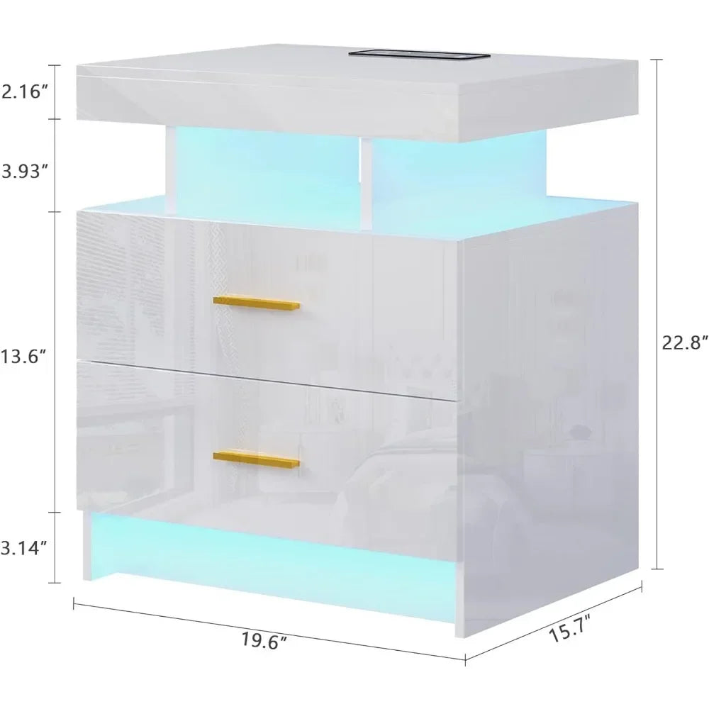 LED Nightstand Wireless Charging USB Ports - Heidi Ho Your Wellness Pro