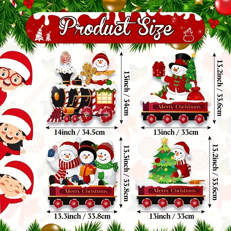 Christmas Train And Snowman Lawn Stake Decoration Set