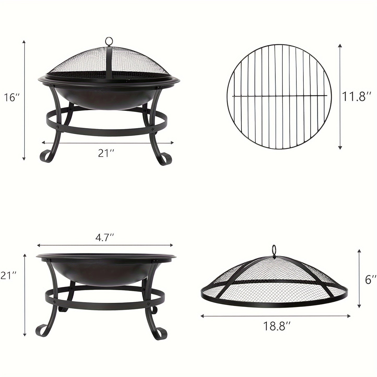 LUCKYERMORE 22'' Portable Fire Pit