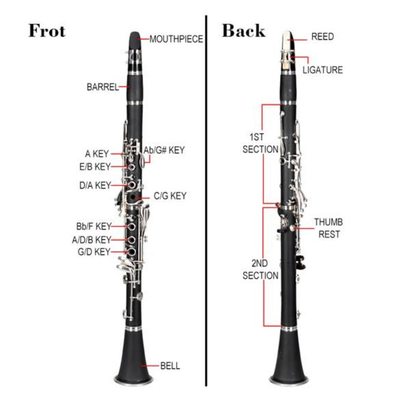 17 Keys Flat B Black Clarinet with Two Mouthpieces