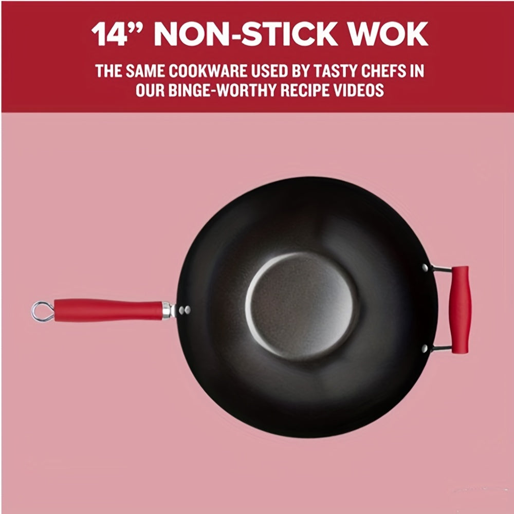 Large 14-Inch Carbon Steel Non-Stick Stir Fry Pan/Wok