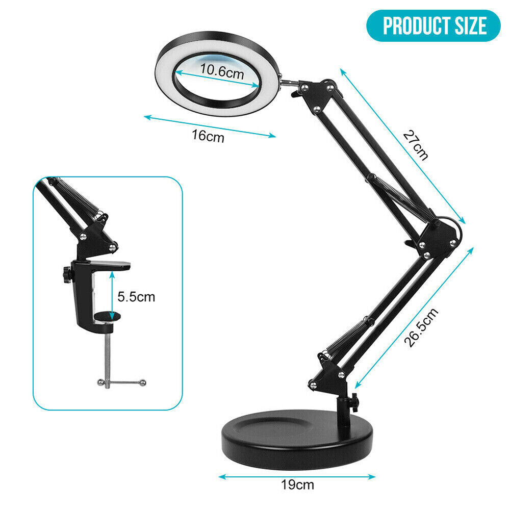 10X Magnifying Glass Desk Light Magnifier