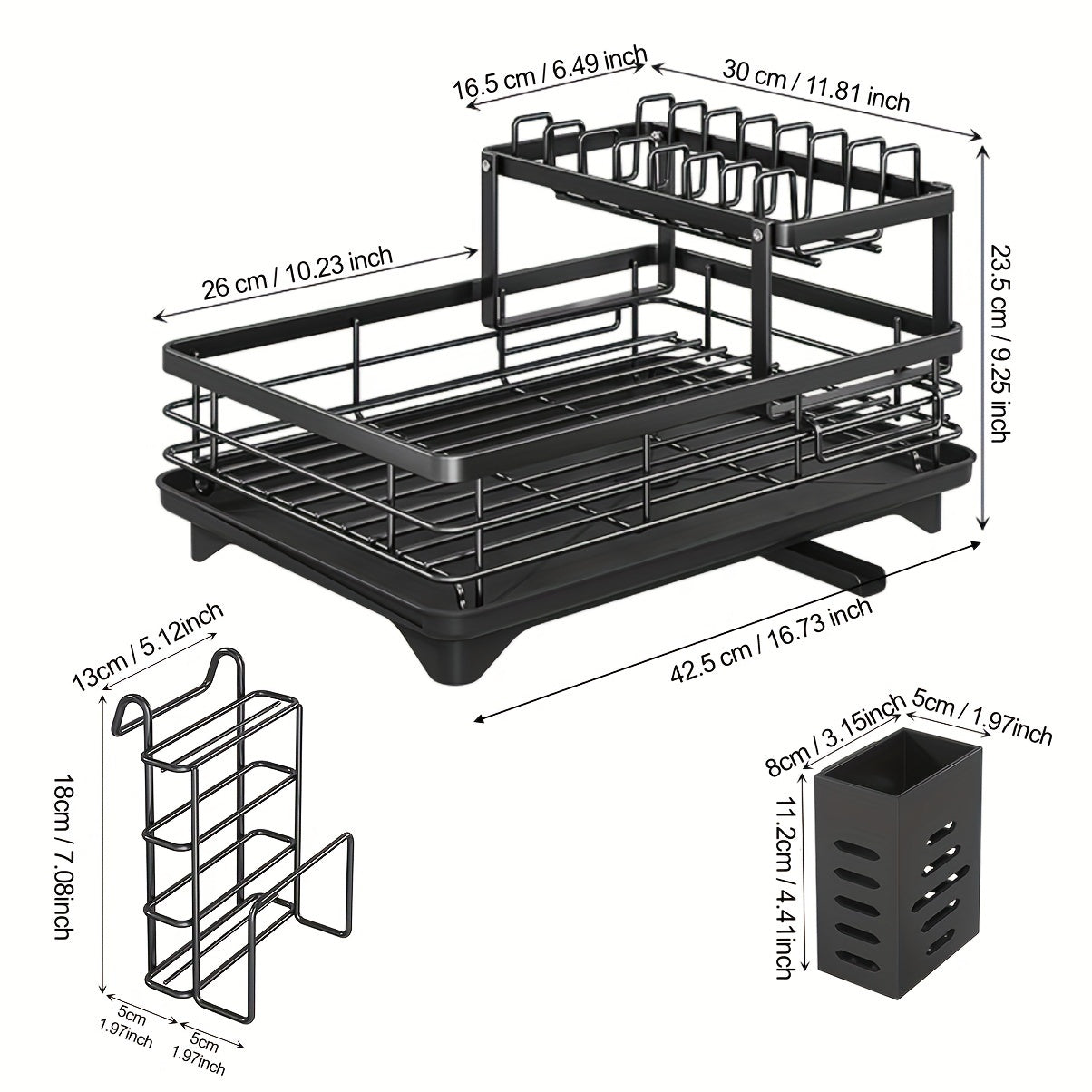 2-Tier Stainless Steel SOQO Kitchen Deluxe Dish Rack