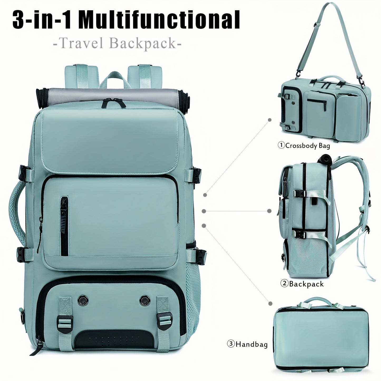 1pc Extra-Large Capacity Waterproof Laptop Backpack