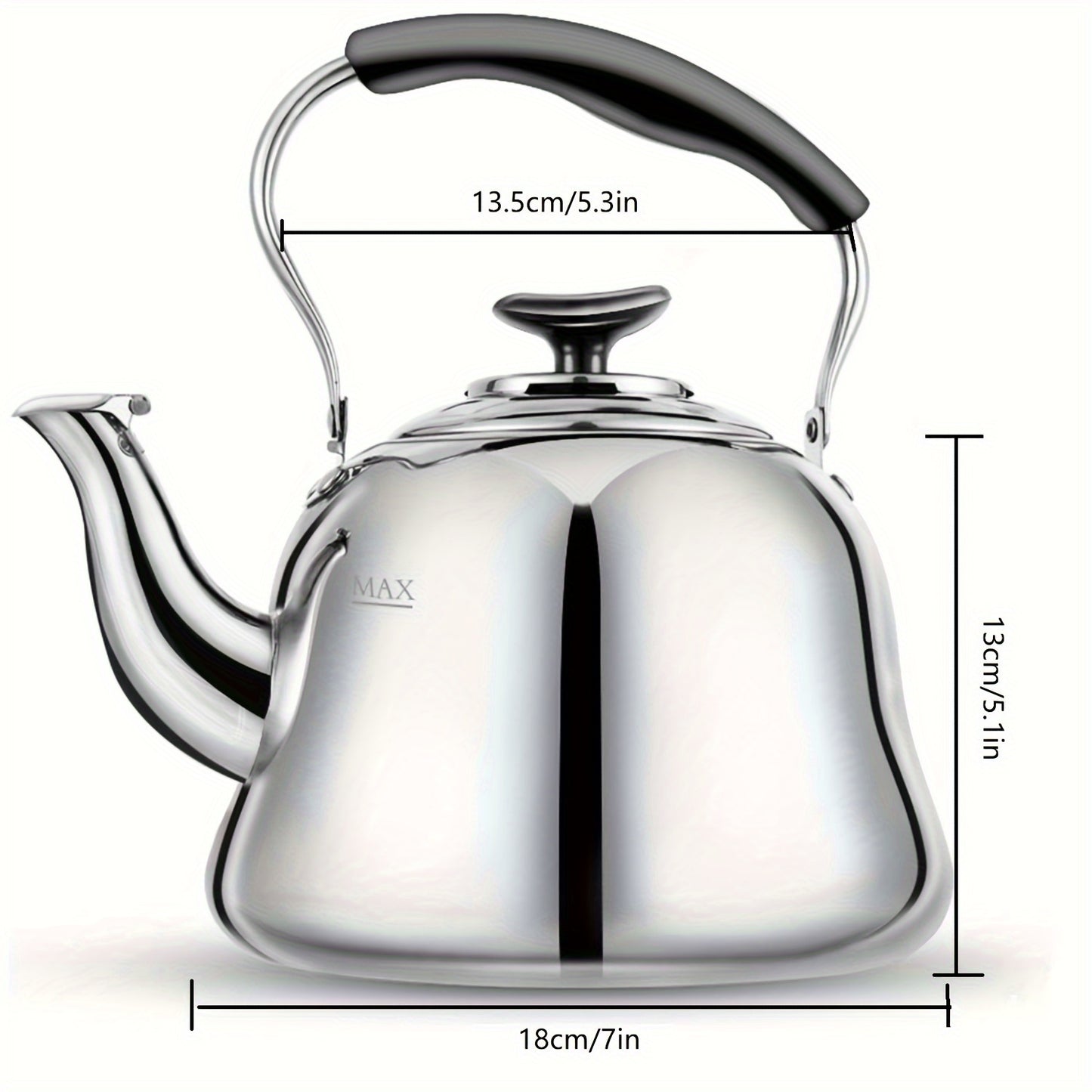 2L Stainless Steel Whistling Tea Kettle Stovetop